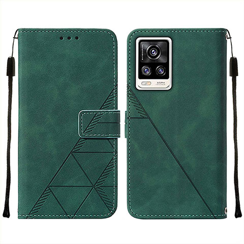 Funda de Cuero Cartera con Soporte Carcasa Y01B para Vivo V21e 4G Verde