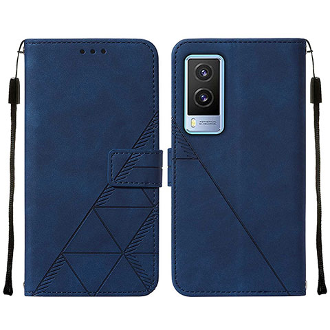 Funda de Cuero Cartera con Soporte Carcasa Y01B para Vivo V21e 5G Azul