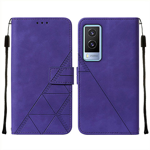 Funda de Cuero Cartera con Soporte Carcasa Y01B para Vivo V21e 5G Morado