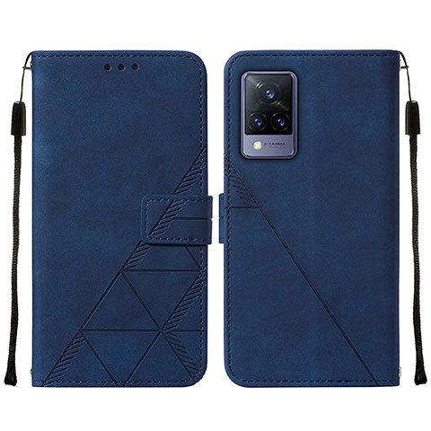 Funda de Cuero Cartera con Soporte Carcasa Y01B para Vivo V21s 5G Azul