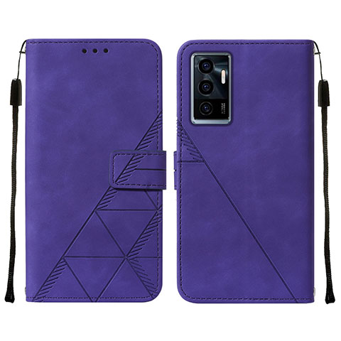 Funda de Cuero Cartera con Soporte Carcasa Y01B para Vivo V23e 5G Morado