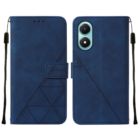 Funda de Cuero Cartera con Soporte Carcasa Y01B para Vivo Y02S Azul