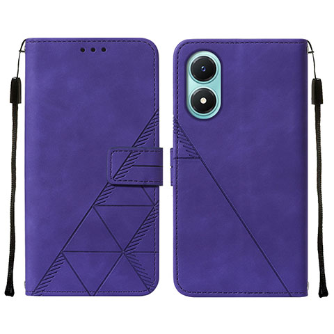 Funda de Cuero Cartera con Soporte Carcasa Y01B para Vivo Y02S Morado