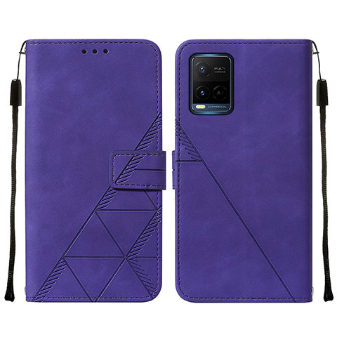 Funda de Cuero Cartera con Soporte Carcasa Y01B para Vivo Y21 Morado