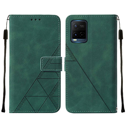 Funda de Cuero Cartera con Soporte Carcasa Y01B para Vivo Y21 Verde