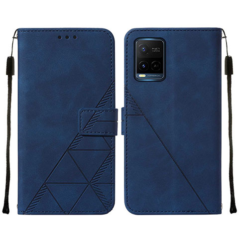 Funda de Cuero Cartera con Soporte Carcasa Y01B para Vivo Y21a Azul