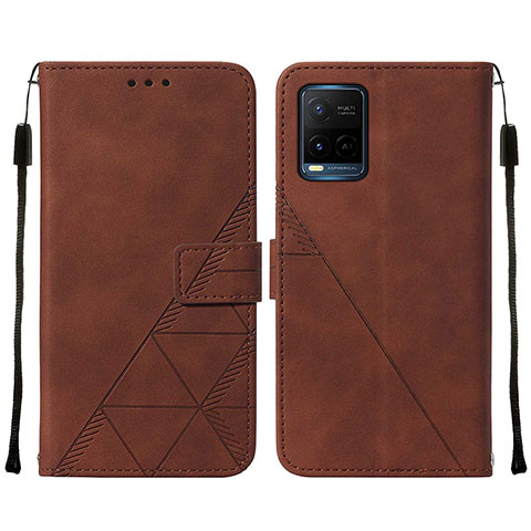 Funda de Cuero Cartera con Soporte Carcasa Y01B para Vivo Y21a Marron