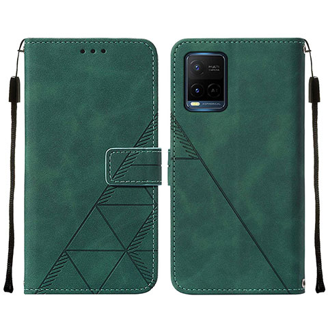 Funda de Cuero Cartera con Soporte Carcasa Y01B para Vivo Y21G Verde