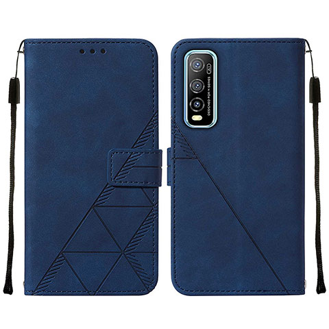 Funda de Cuero Cartera con Soporte Carcasa Y01B para Vivo Y50t Azul