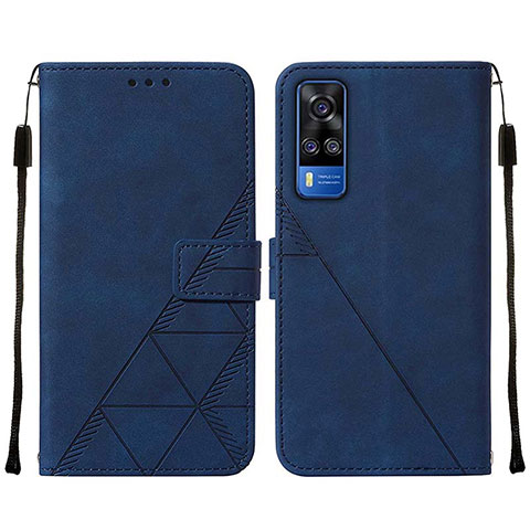 Funda de Cuero Cartera con Soporte Carcasa Y01B para Vivo Y51 (2021) Azul