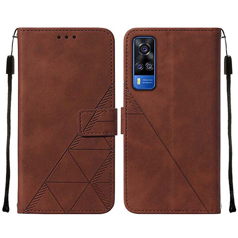 Funda de Cuero Cartera con Soporte Carcasa Y01B para Vivo Y51 (2021) Marron