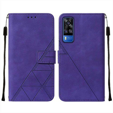 Funda de Cuero Cartera con Soporte Carcasa Y01B para Vivo Y53s NFC Morado