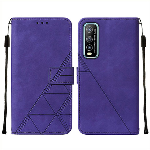 Funda de Cuero Cartera con Soporte Carcasa Y01B para Vivo Y70t 5G Morado