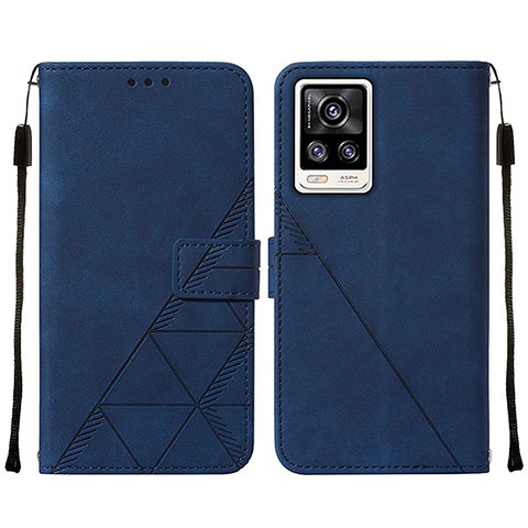 Funda de Cuero Cartera con Soporte Carcasa Y01B para Vivo Y73 (2021) Azul