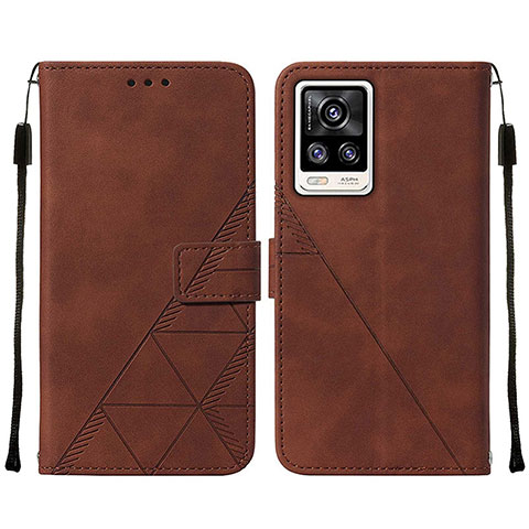 Funda de Cuero Cartera con Soporte Carcasa Y01B para Vivo Y73 (2021) Marron