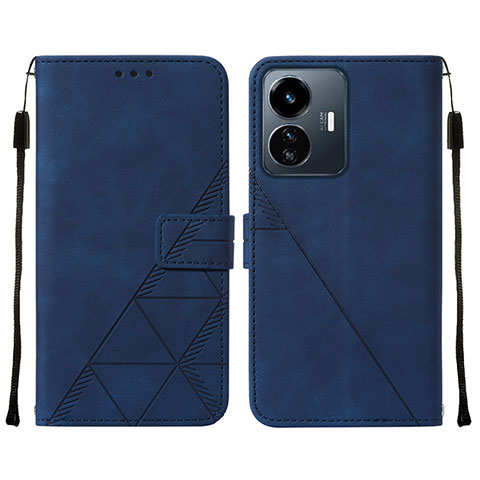 Funda de Cuero Cartera con Soporte Carcasa Y01B para Vivo Y77 5G Azul