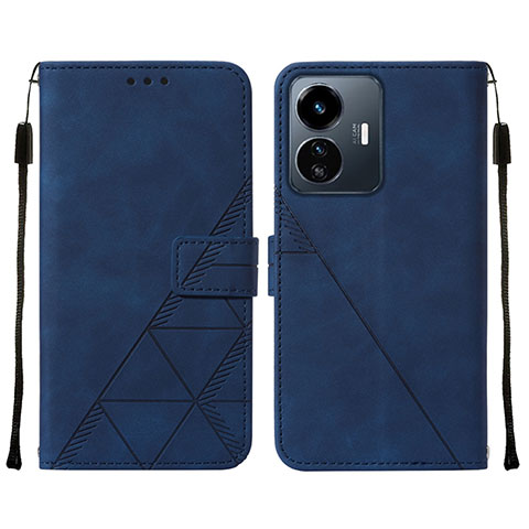 Funda de Cuero Cartera con Soporte Carcasa Y01B para Vivo Y77e 5G Azul