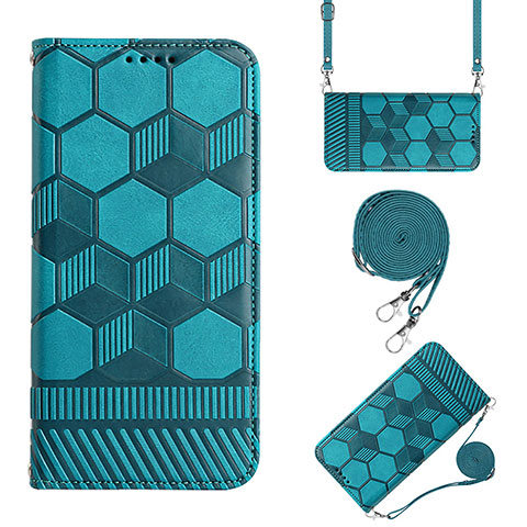 Funda de Cuero Cartera con Soporte Carcasa Y01B para Xiaomi POCO C3 Cian