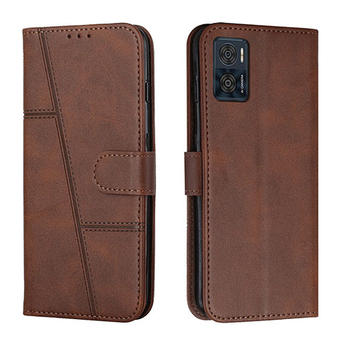 Funda de Cuero Cartera con Soporte Carcasa Y01X para Motorola Moto E22 Marron