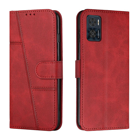 Funda de Cuero Cartera con Soporte Carcasa Y01X para Motorola Moto E22 Rojo