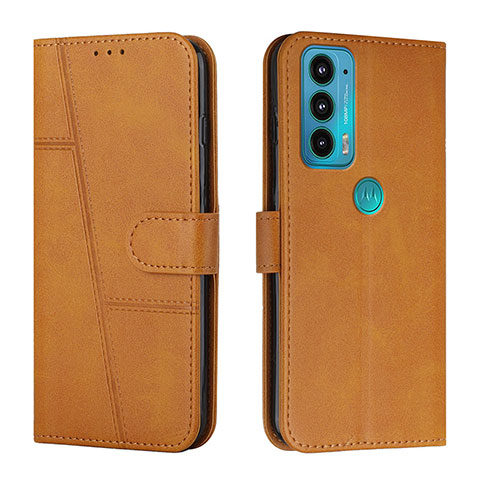 Funda de Cuero Cartera con Soporte Carcasa Y01X para Motorola Moto Edge 20 5G Marron Claro