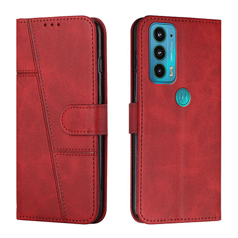 Funda de Cuero Cartera con Soporte Carcasa Y01X para Motorola Moto Edge 20 5G Rojo