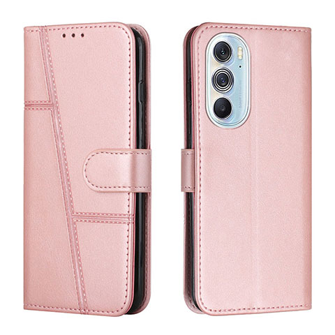 Funda de Cuero Cartera con Soporte Carcasa Y01X para Motorola Moto Edge X30 5G Oro Rosa