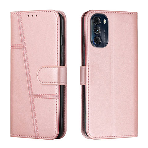 Funda de Cuero Cartera con Soporte Carcasa Y01X para Motorola Moto G 5G (2022) Oro Rosa