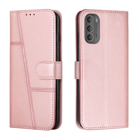 Funda de Cuero Cartera con Soporte Carcasa Y01X para Motorola Moto G41 Oro Rosa