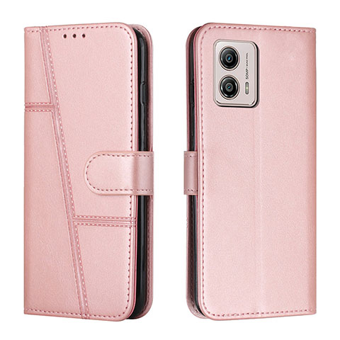 Funda de Cuero Cartera con Soporte Carcasa Y01X para Motorola Moto G53j 5G Oro Rosa