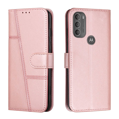 Funda de Cuero Cartera con Soporte Carcasa Y01X para Motorola Moto G71 5G Oro Rosa