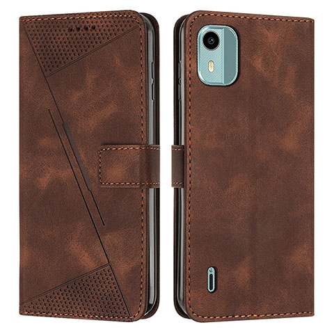 Funda de Cuero Cartera con Soporte Carcasa Y01X para Nokia C12 Marron