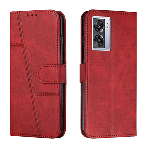 Funda de Cuero Cartera con Soporte Carcasa Y01X para Oppo A57 5G Rojo