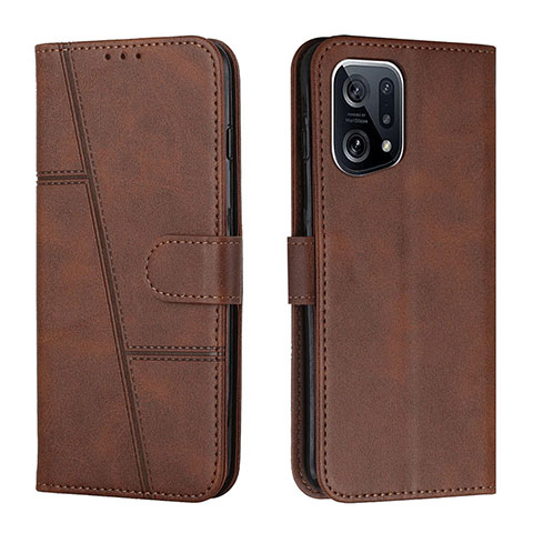 Funda de Cuero Cartera con Soporte Carcasa Y01X para Oppo Find X5 Pro 5G Marron