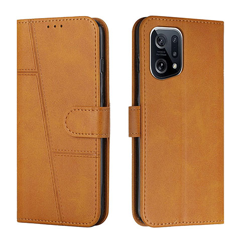 Funda de Cuero Cartera con Soporte Carcasa Y01X para Oppo Find X5 Pro 5G Marron Claro