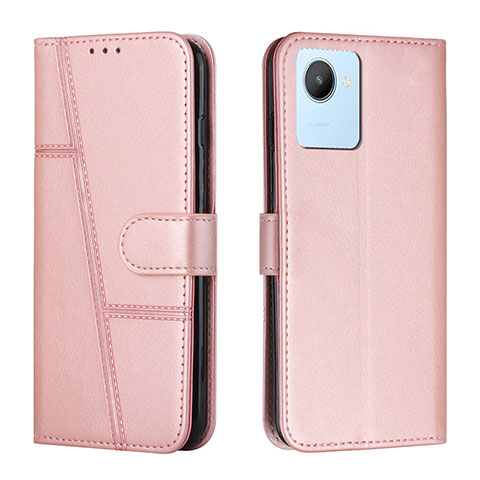 Funda de Cuero Cartera con Soporte Carcasa Y01X para Realme C30s Oro Rosa