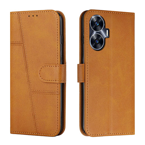 Funda de Cuero Cartera con Soporte Carcasa Y01X para Realme C55 Marron Claro