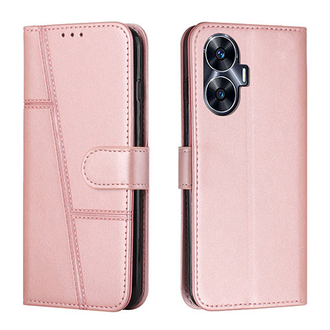 Funda de Cuero Cartera con Soporte Carcasa Y01X para Realme C55 Oro Rosa