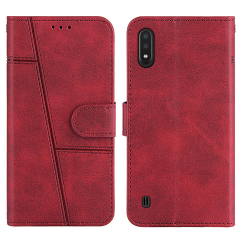 Funda de Cuero Cartera con Soporte Carcasa Y01X para Samsung Galaxy A01 SM-A015 Rojo