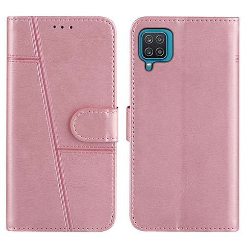 Funda de Cuero Cartera con Soporte Carcasa Y01X para Samsung Galaxy A12 Nacho Oro Rosa