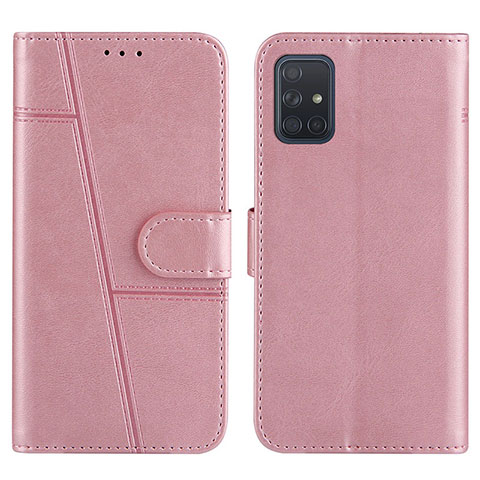 Funda de Cuero Cartera con Soporte Carcasa Y01X para Samsung Galaxy A71 4G A715 Oro Rosa