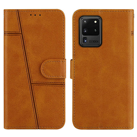 Funda de Cuero Cartera con Soporte Carcasa Y01X para Samsung Galaxy S20 Ultra 5G Marron Claro