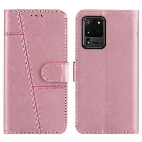 Funda de Cuero Cartera con Soporte Carcasa Y01X para Samsung Galaxy S20 Ultra 5G Oro Rosa