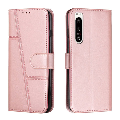 Funda de Cuero Cartera con Soporte Carcasa Y01X para Sony Xperia 5 IV Oro Rosa