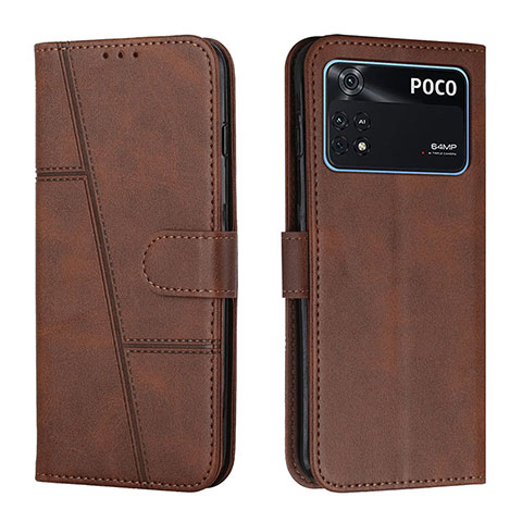 Funda de Cuero Cartera con Soporte Carcasa Y01X para Xiaomi Poco M4 Pro 4G Marron