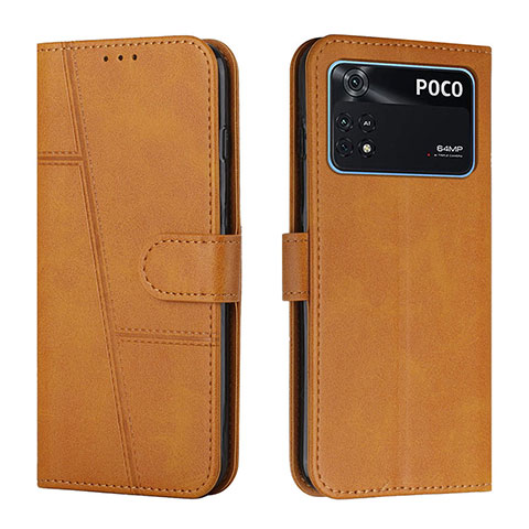 Funda de Cuero Cartera con Soporte Carcasa Y01X para Xiaomi Poco M4 Pro 4G Marron Claro