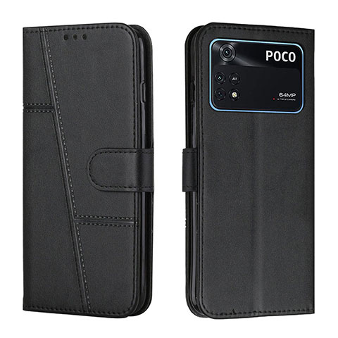 Funda de Cuero Cartera con Soporte Carcasa Y01X para Xiaomi Poco M4 Pro 4G Negro