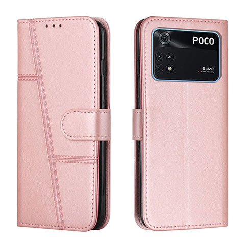 Funda de Cuero Cartera con Soporte Carcasa Y01X para Xiaomi Poco M4 Pro 4G Oro Rosa