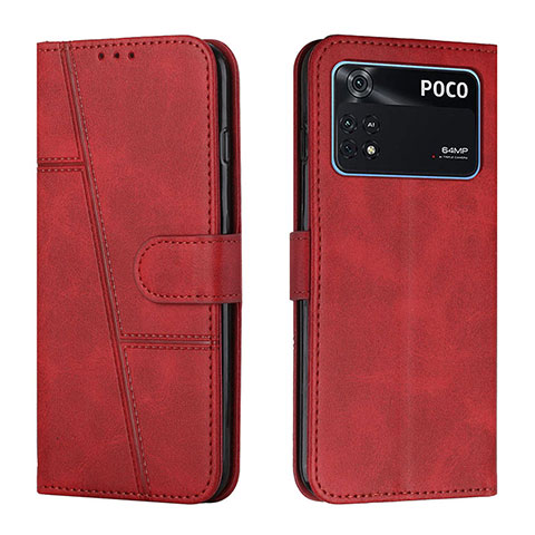 Funda de Cuero Cartera con Soporte Carcasa Y01X para Xiaomi Poco M4 Pro 4G Rojo