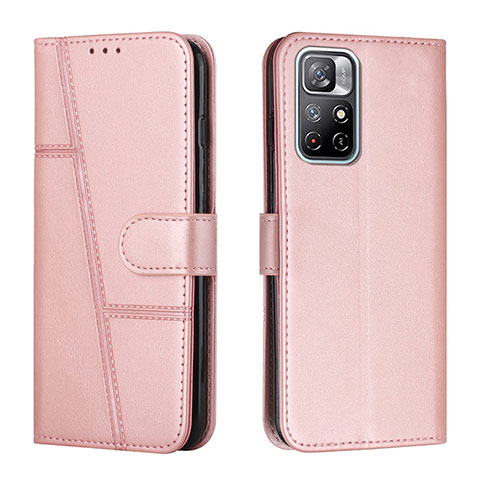 Funda de Cuero Cartera con Soporte Carcasa Y01X para Xiaomi Poco M4 Pro 5G Oro Rosa